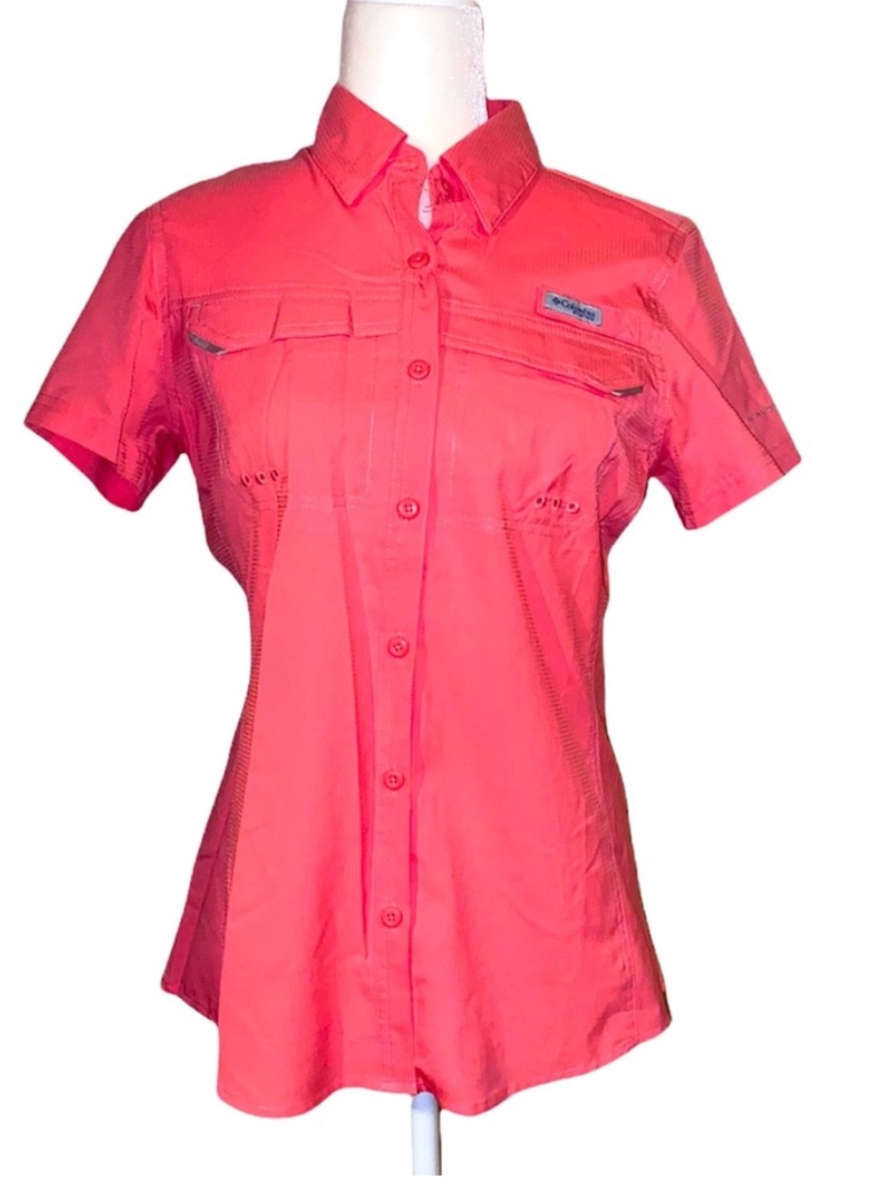 Columbia Performance Salmon Rose Colored Fishing Gear Shirt